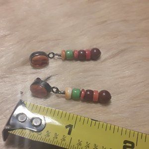 Silver Pierced errings..Coral, Turquois etc stones
